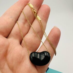 RARE Tiffany & Co. 20 mm Black Jade 18K Yellow Gold Necklace 18” with Packaging